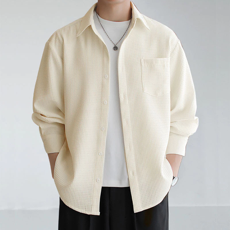 Handsome Men Shirt Casual Men Long Sleeve Shirt Korean Style Men Tops Plain Shirt