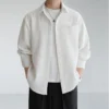 Handsome Men Shirt Casual Men Long Sleeve Shirt Korean Style Men Tops Plain Shirt