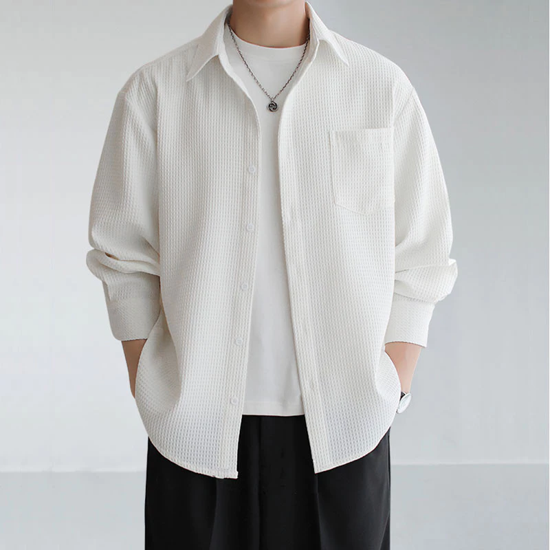 Handsome Men Shirt Casual Men Long Sleeve Shirt Korean Style Men Tops Plain Shirt