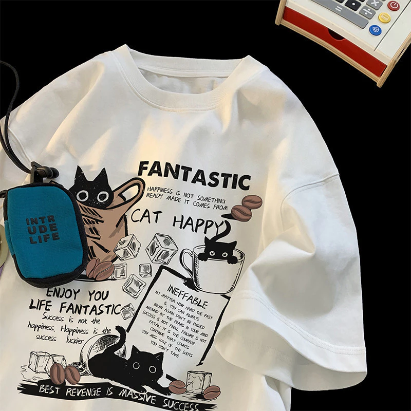 sg-11134201-7rd6y-lx1zk0lg3ia0c6-1.webp Summer Round Necked Men Women Enjoy Life Leisure Short Sleeve Tshirts Japanese Travel Street Style Young Students Fashionable Oversize Shirts Tops