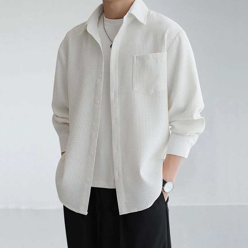 Handsome Men Shirt Casual Men Long Sleeve Shirt Korean Style Men Tops Plain Shirt