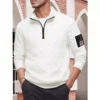 Tactical Fleece Jacket Men Warm Stand Up Collar Pullover Checkered Zipper Sweatshirt Jacket