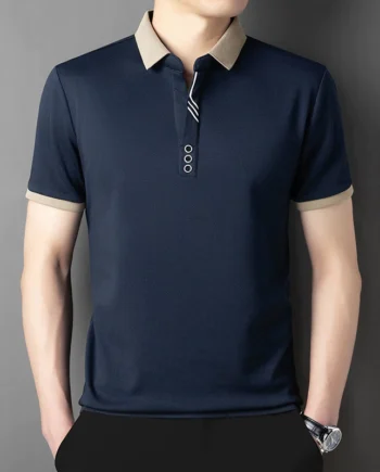 sg-11134201-81zu0-miieko52icxt5c.webp High End Summer Lapel Short Sleeved Shirt Mens Skin Friendly Breathable Casual Shirt All Match Trendy Top
