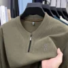 New Product Autumn Half Zipper Round Neck Sweatshirt Mens Loose Breathable Fashion Printed Thin Shirt Bottoming Shirt Hot Sale