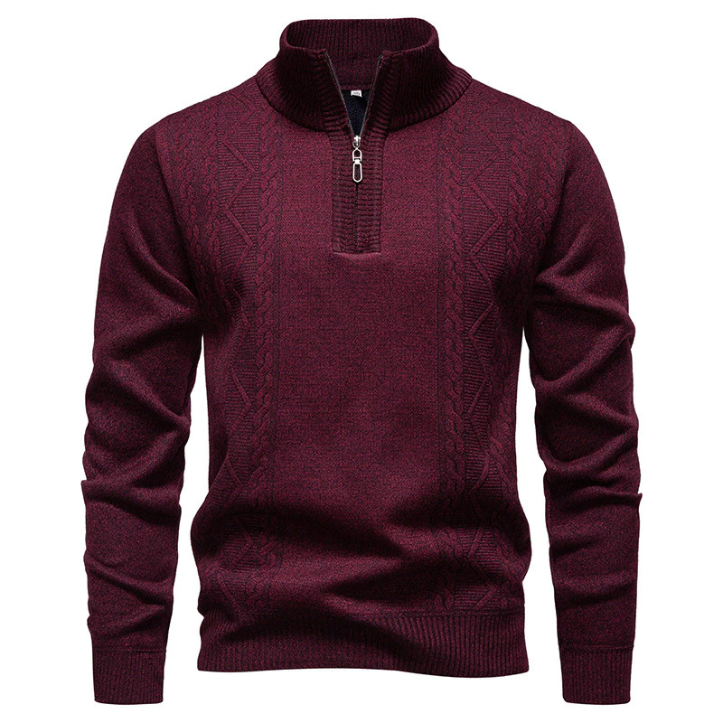 Stand Up Collar Half Zipper Sweater Sweater Men Loose Casual Solid Color Warm Bottoming Shirt Mens Sweater