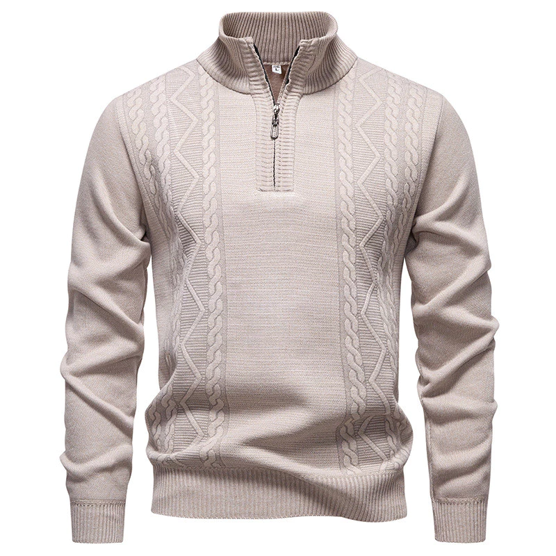 Stand Up Collar Half Zipper Sweater Sweater Men Loose Casual Solid Color Warm Bottoming Shirt Mens Sweater