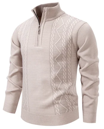 Stand Up Collar Half Zipper Sweater Sweater Men Loose Casual Solid Color Warm Bottoming Shirt Mens Sweater